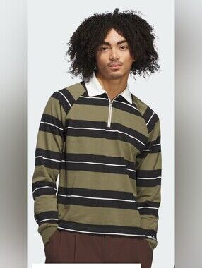 adidas Shmoofoil Skateboarding Rugby Polo Shirt ~ Olive JD2841 | Men’s: L *NWT